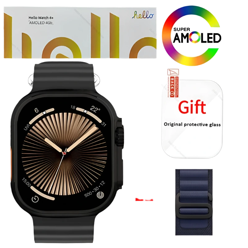 Smartwatch 2025 Official Original Hello Watch 4 Plus ULTRA 2 AMOLED 4G NFC - TKINGS