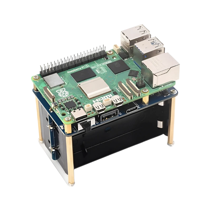 Raspberry Pi 5 UPS HAT (E) 4-Port 5V 6A Uninterruptible Power Supply - TKINGS