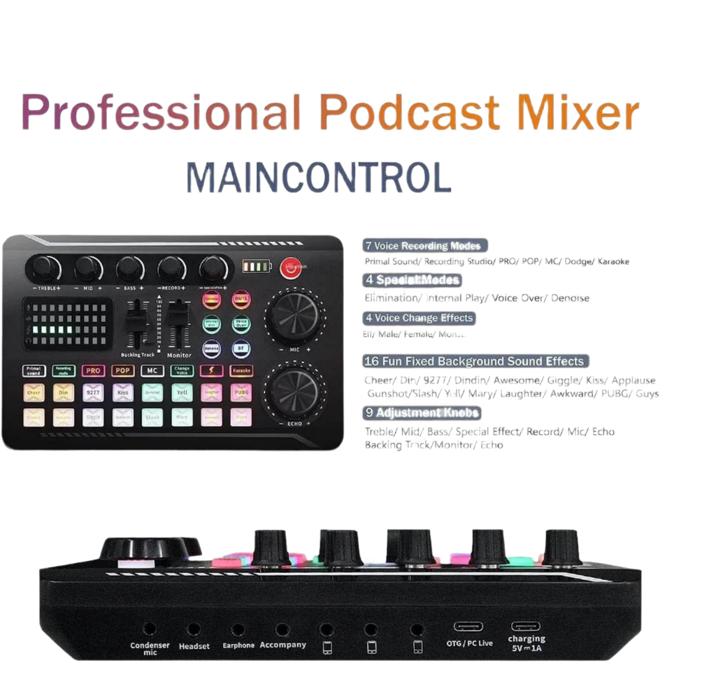 DJ Equipment Microphone Sound Card Console Studio Kit - TKINGS