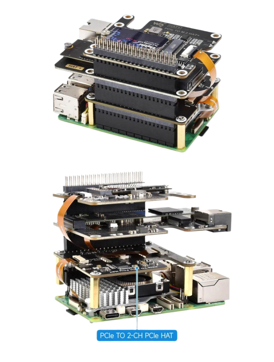 Raspberry Pi 5 PCIe to 2-CH PCIe FFC Dual PCIe HAT Board RPi5 Double - TKINGS
