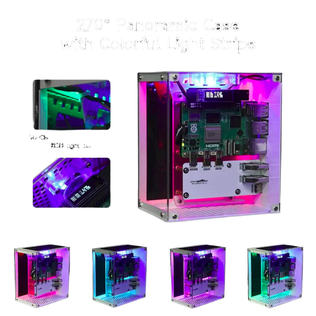 Protective Case for Raspberry Pi 5 Kit with Cooling Fan RGB - TKINGS