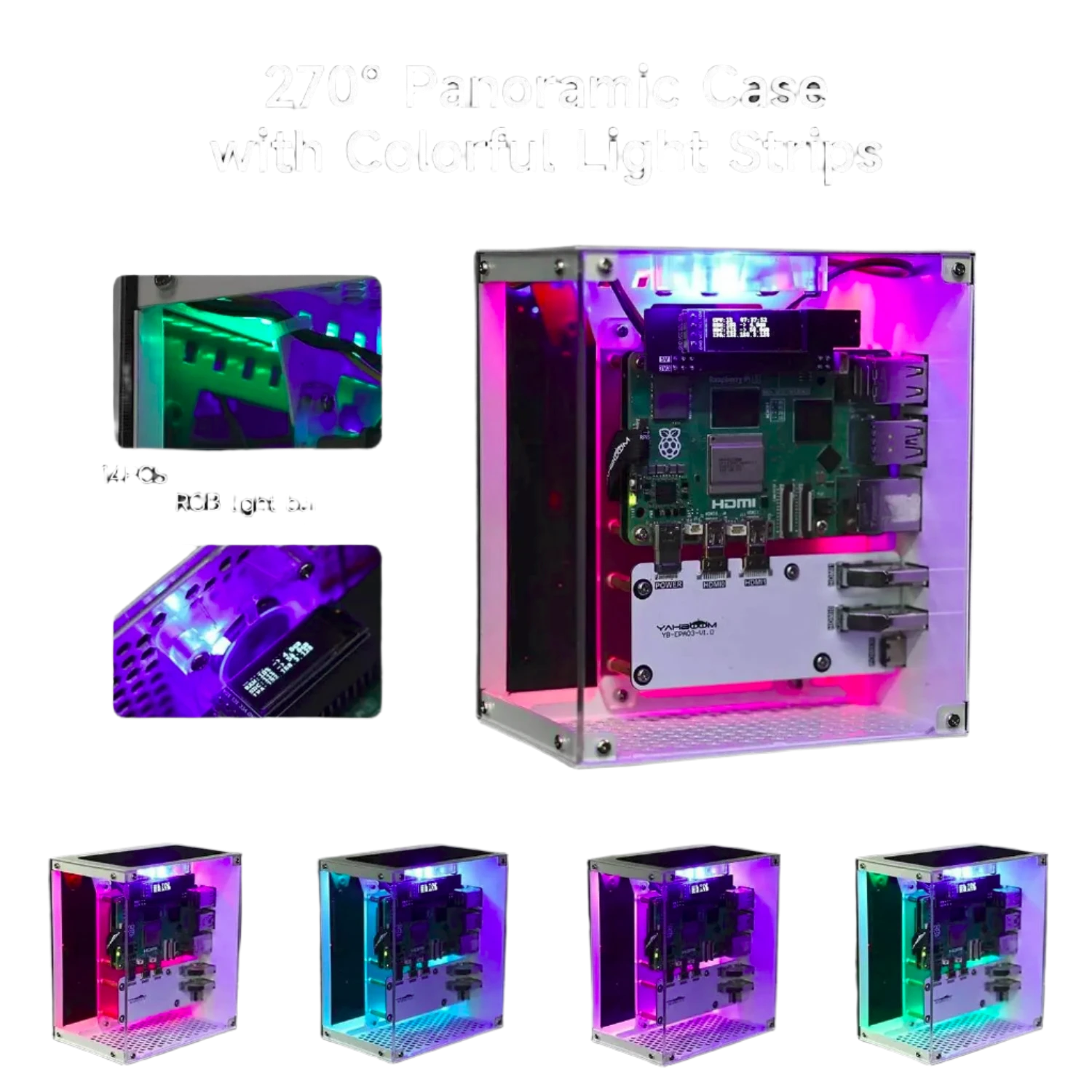 Protective Case for Raspberry Pi 5 Kit with Cooling Fan RGB - TKINGS