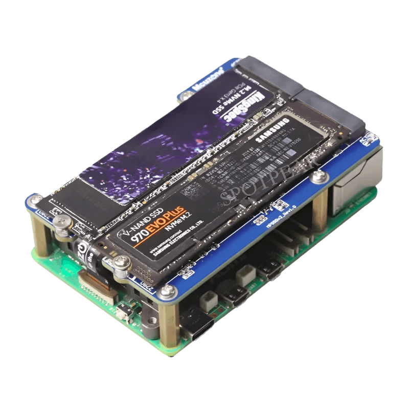 Raspberry Pi 5 PCIe to M.2 NVMe Dual SSD Adapter MPS2280D - TKINGS