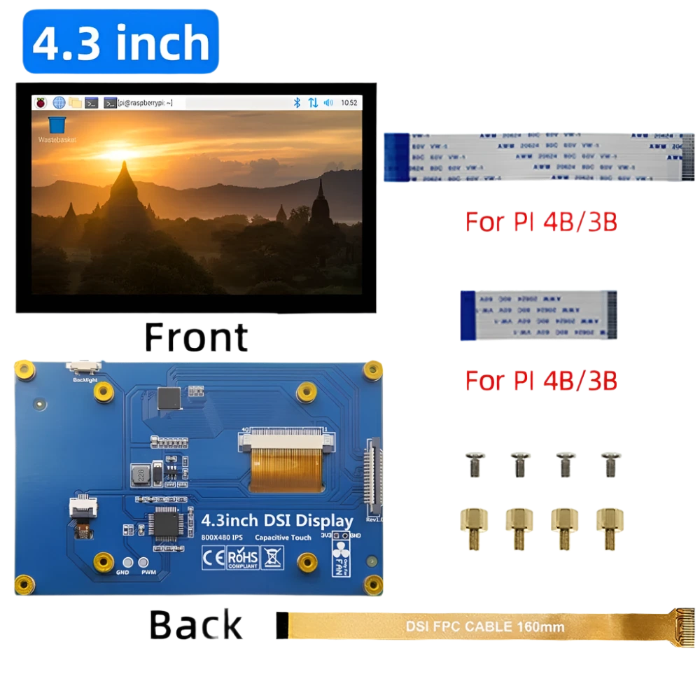 iPistBit 4.3/5/7 Inch DSI Touch Screen LCD Display Portable - TKINGS
