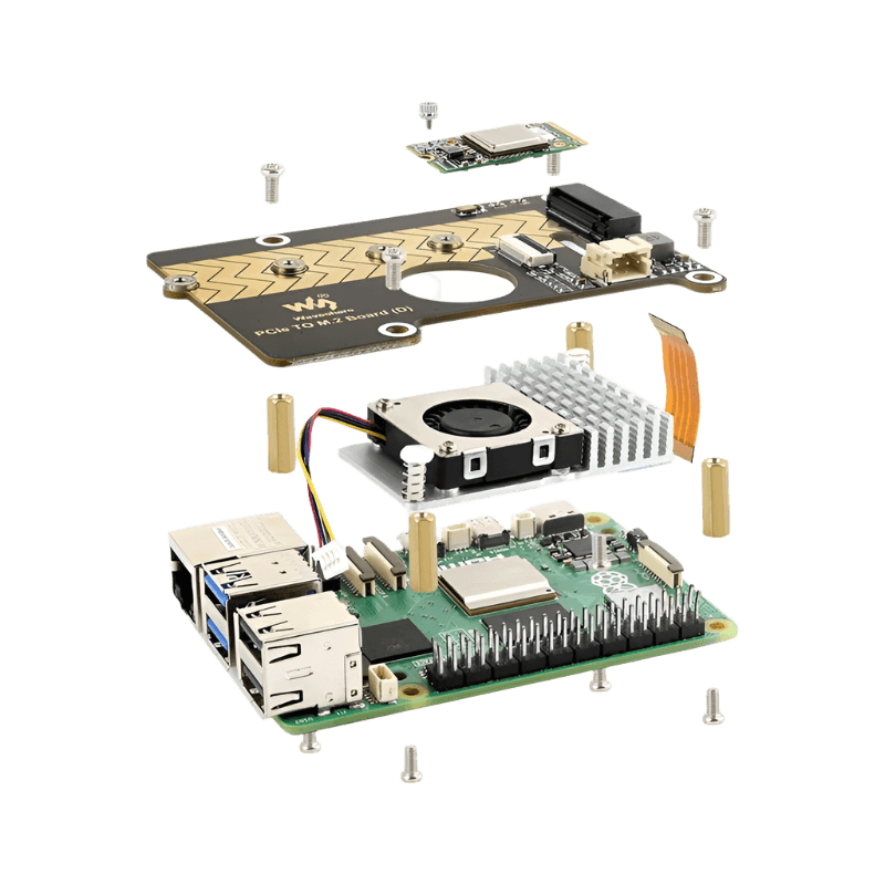 Raspberry Pi 5 PCIe to M.2 NVME Kit 4G 8G 16GB RAM - TKINGS