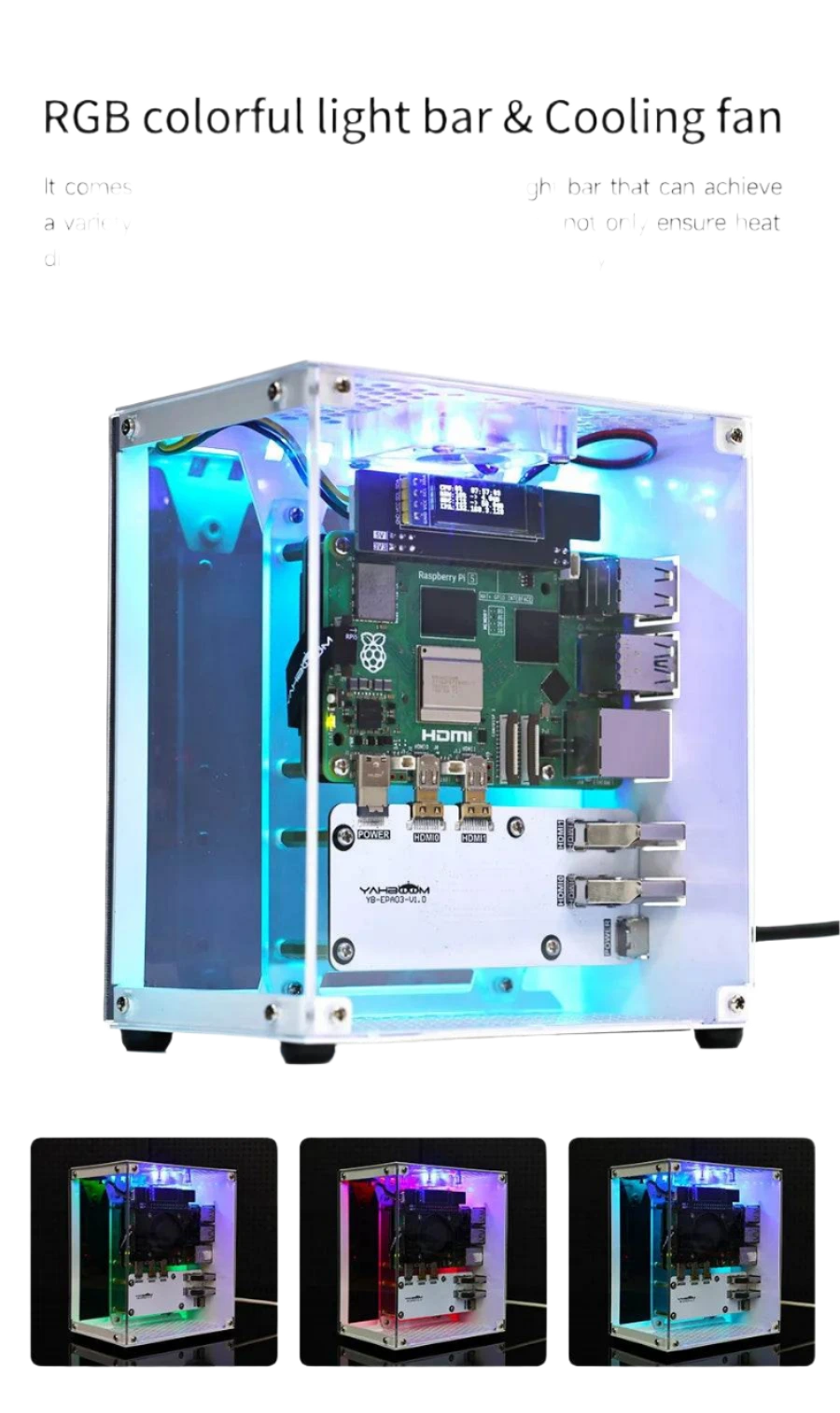 Protective Case for Raspberry Pi 5 Kit with Cooling Fan RGB - TKINGS