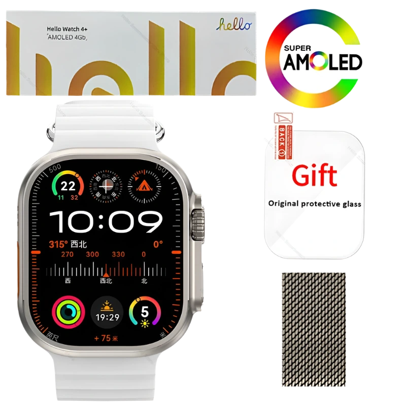 Smartwatch 2025 Official Original Hello Watch 4 Plus ULTRA 2 AMOLED 4G NFC - TKINGS