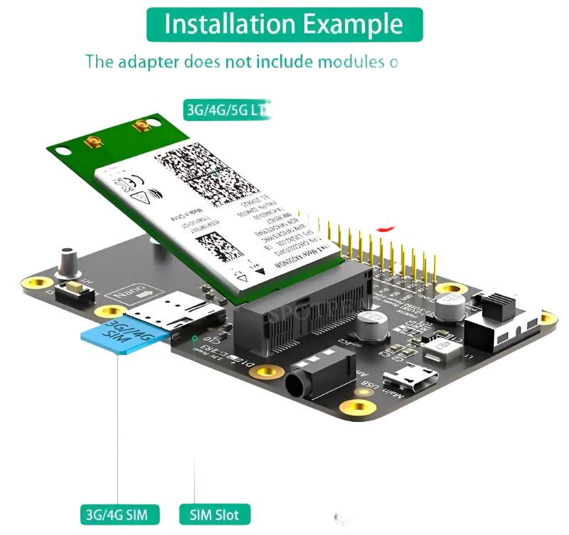 Raspberry Pi 3G/4G/LTE HAT Mini PCIe Expansion module - TKINGS