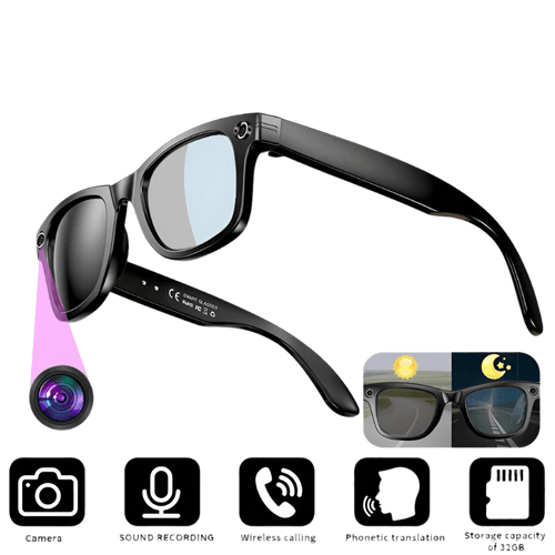AI Smart Glasses with 8MP Camera Video Recording 100+ Languages Translation - TKINGS