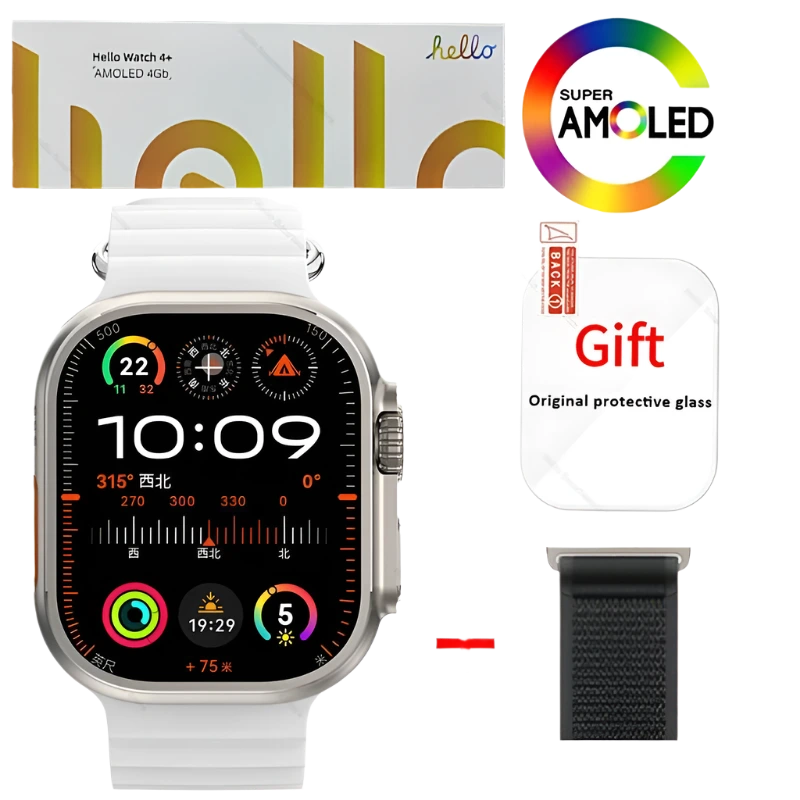 Smartwatch 2025 Official Original Hello Watch 4 Plus ULTRA 2 AMOLED 4G NFC - TKINGS