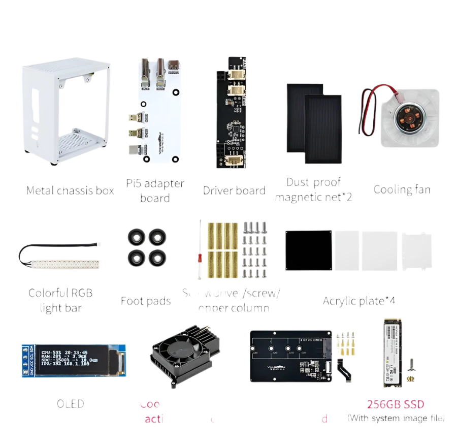 Protective Case for Raspberry Pi 5 Kit with Cooling Fan RGB - TKINGS