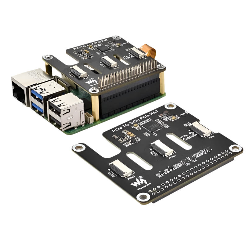 Raspberry Pi 5 PCIe to 2-CH PCIe FFC Dual PCIe HAT Board RPi5 Double - TKINGS
