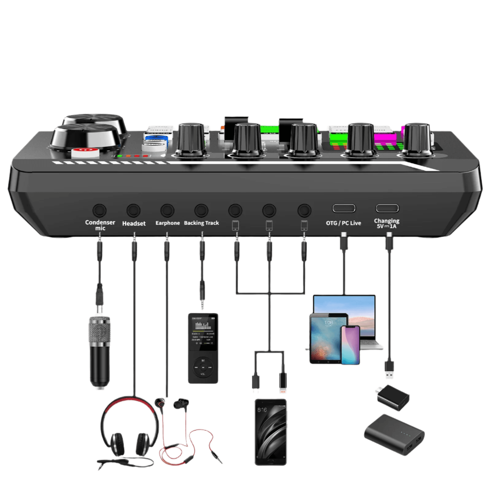 DJ Equipment Microphone Sound Card Console Studio Kit - TKINGS
