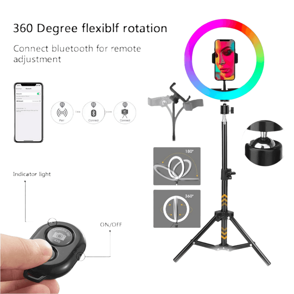 Selfie Ring Light RGB Tripod Phone Stand Holder - TKINGS