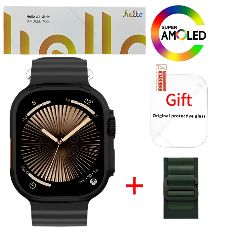 Smartwatch 2025 Official Original Hello Watch 4 Plus ULTRA 2 AMOLED 4G NFC - TKINGS