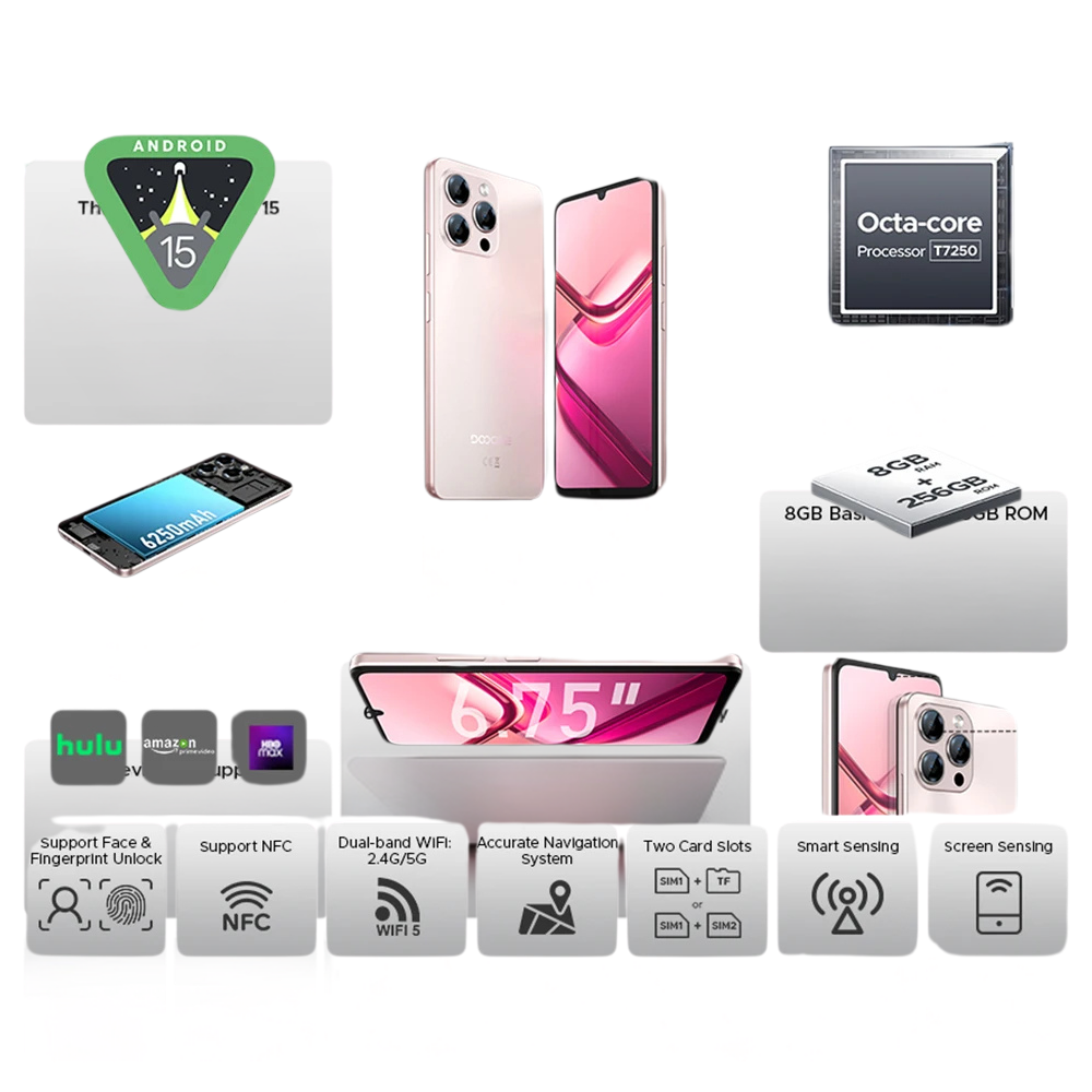 Pro Smartphone 32GB(8+24) 256GB 6.75" HD+ 90Hz 6250mAh