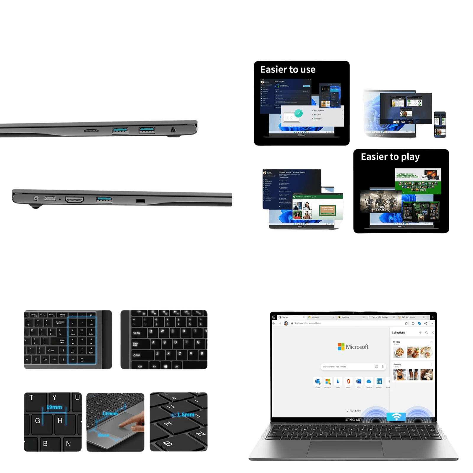 F16 Air 16'' Laptop Flip 180 degree, 16GB + 512GB, for Intel N95 CPU - TKINGS