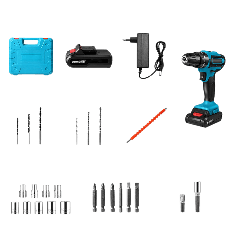 28V Impact Drill Screwdriver Rechargeable Electric Lithium Battery 1350rpm - TKINGS