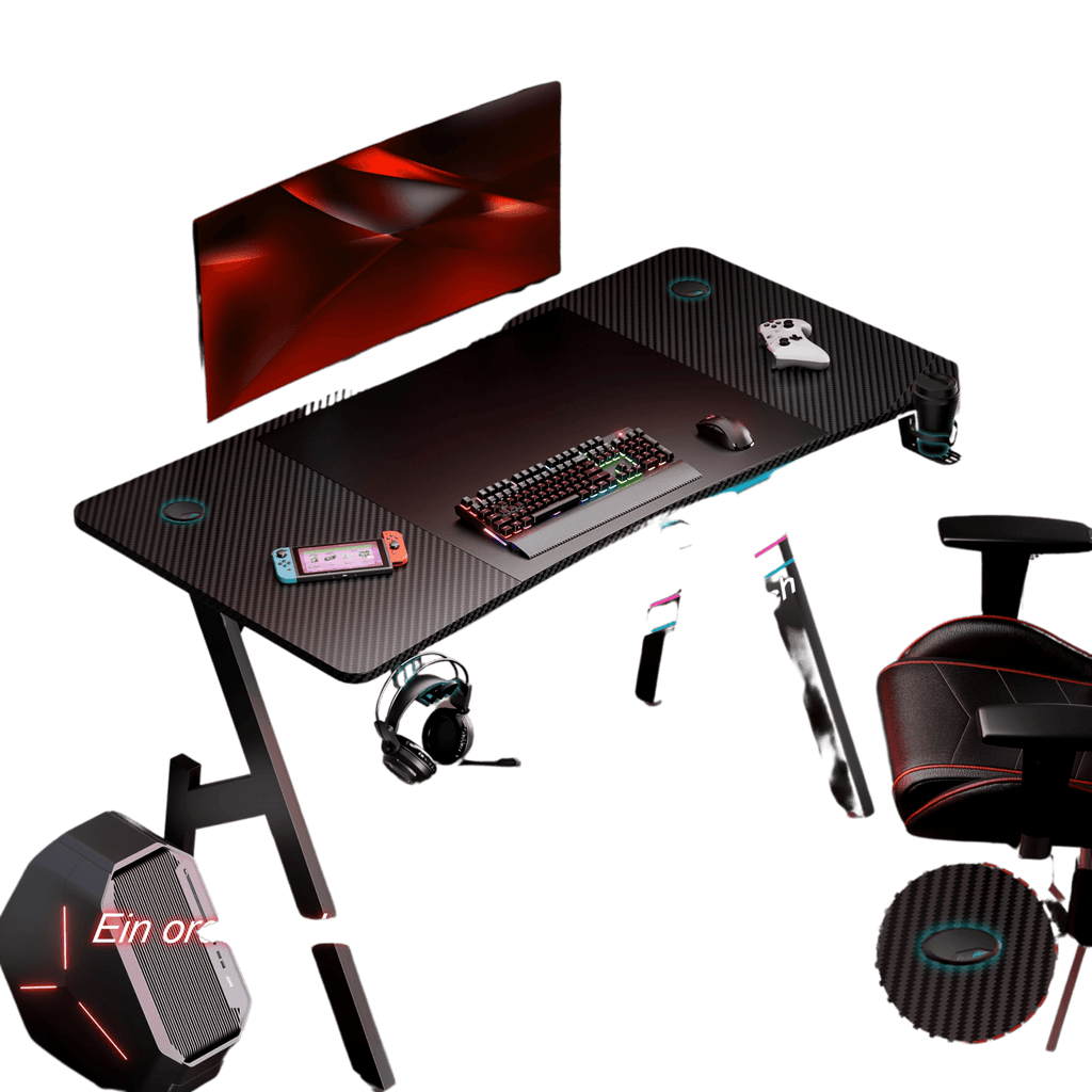 Sturdy Gaming Desk with Carbon Fiber Coating - TKINGS