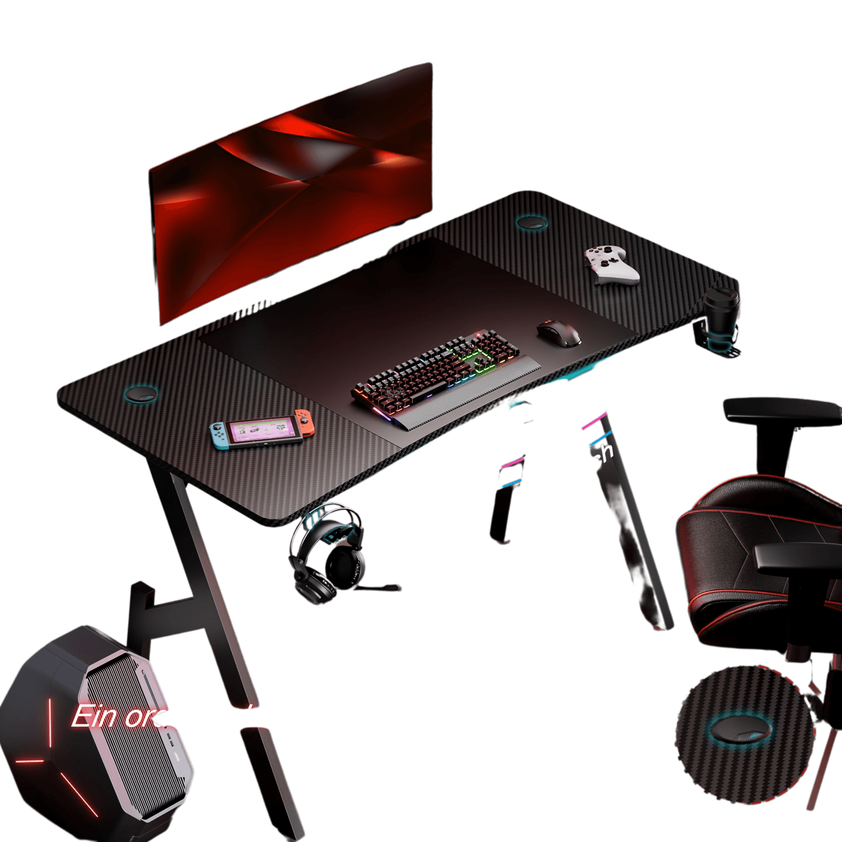 Sturdy Gaming Desk with Carbon Fiber Coating - TKINGS