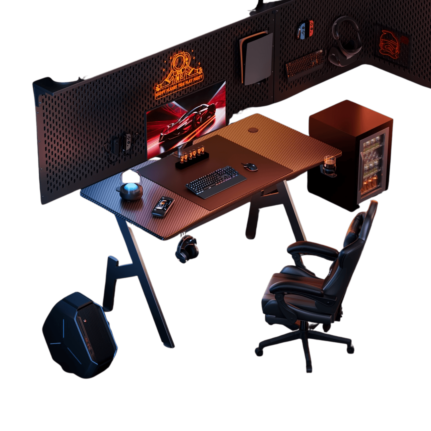 Sturdy Gaming Desk with Carbon Fiber Coating - TKINGS