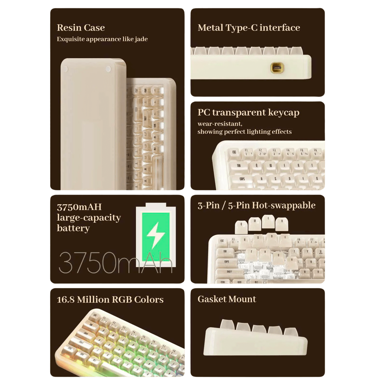 Akko YU01 Resin Mechanical Keyboard VIA 65% RGB Backlit Hot-swaP - TKINGS