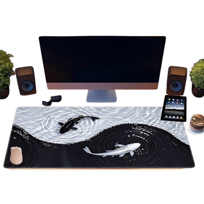 Gaming Mouse Pad Waterproof Koi Fish & Tai Chi Design - TKINGS