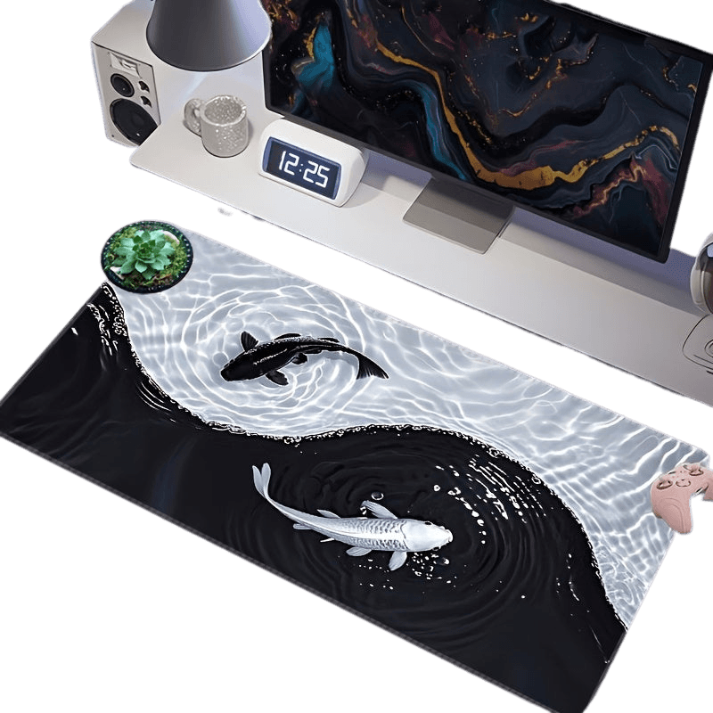 Gaming Mouse Pad Waterproof Koi Fish & Tai Chi Design - TKINGS