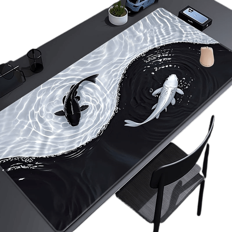 Gaming Mouse Pad Waterproof Koi Fish & Tai Chi Design - TKINGS