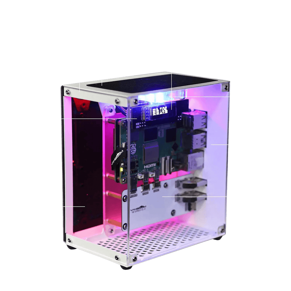 Protective Case for Raspberry Pi 5 Kit with Cooling Fan RGB - TKINGS