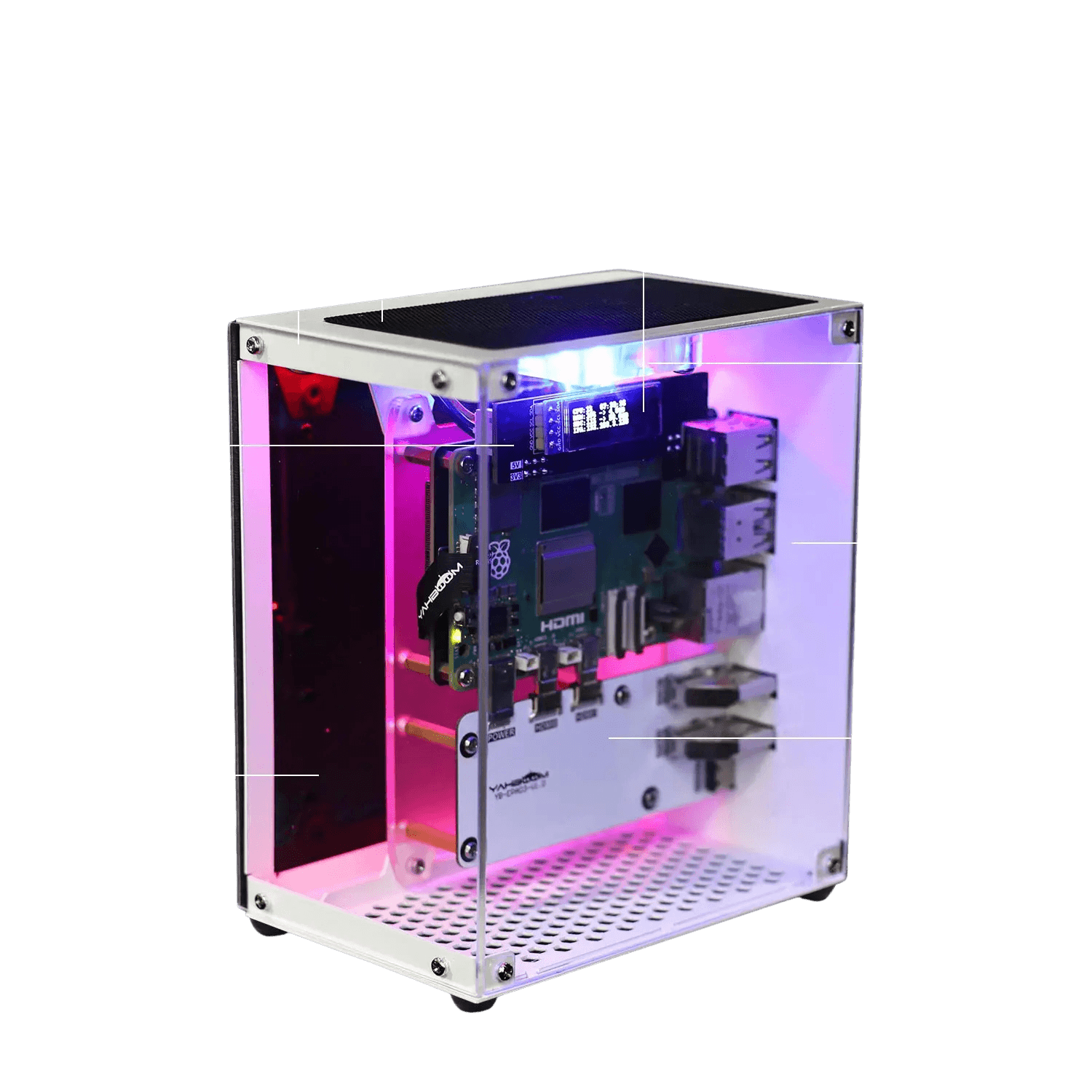 Protective Case for Raspberry Pi 5 Kit with Cooling Fan RGB - TKINGS