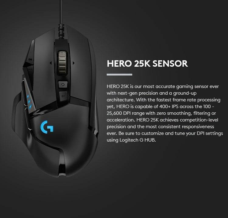Logitech HERO High-Performance Optical Gaming Mouse - TKINGS