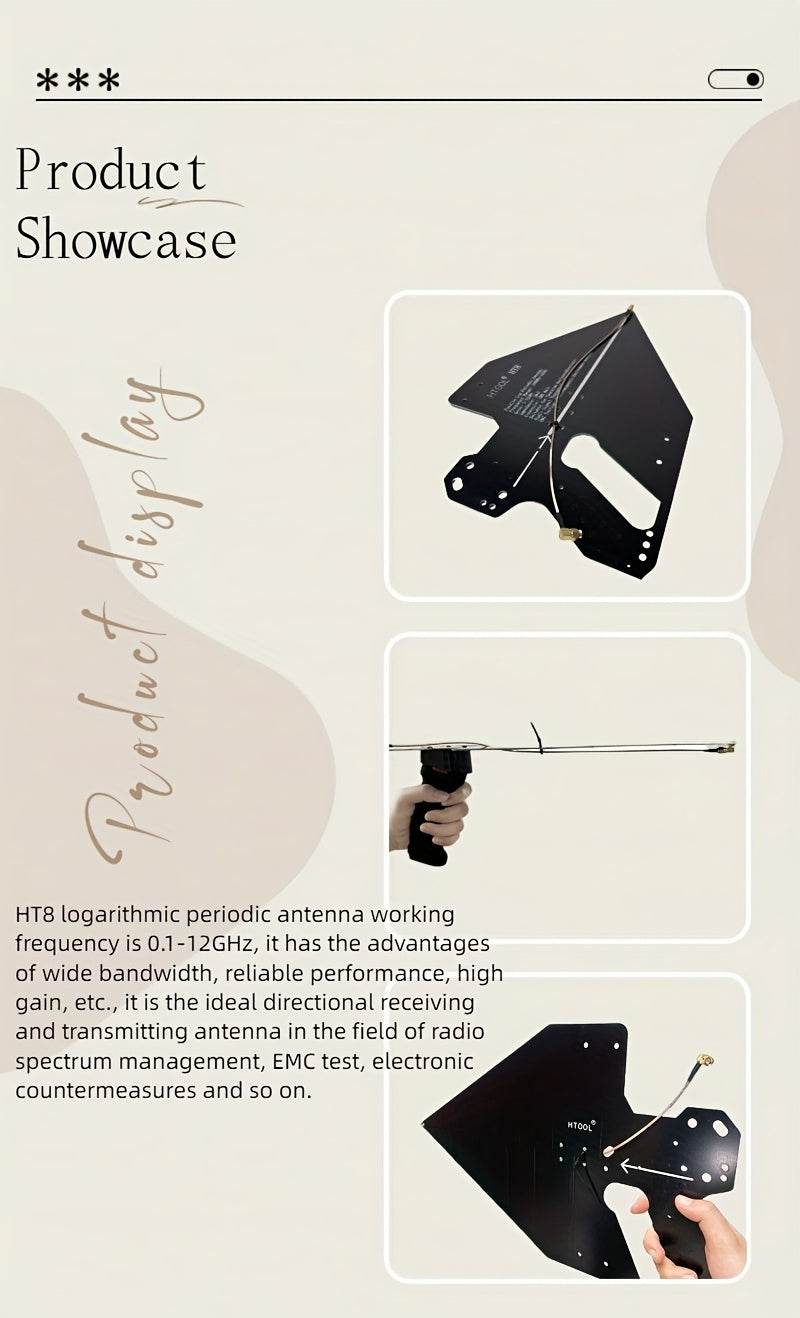 HT8 Log-Periodic Antenna 0.1-12GHz High 7-12dBi Gain 50Ω Impedance - TKINGS