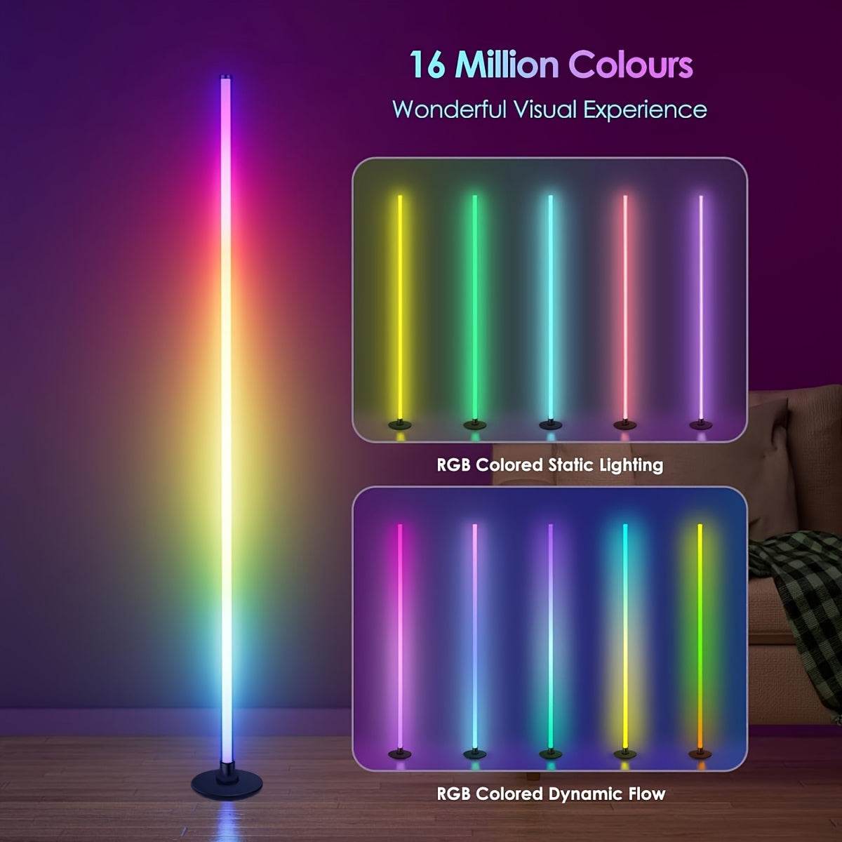 Smart LED Corner Floor Lamp 48inch RGB - TKINGS