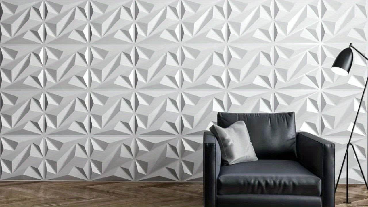 33pcs PVC Geometric Wall Panels - Slim, Easy-to-Install, Diamond Texture - TKINGS