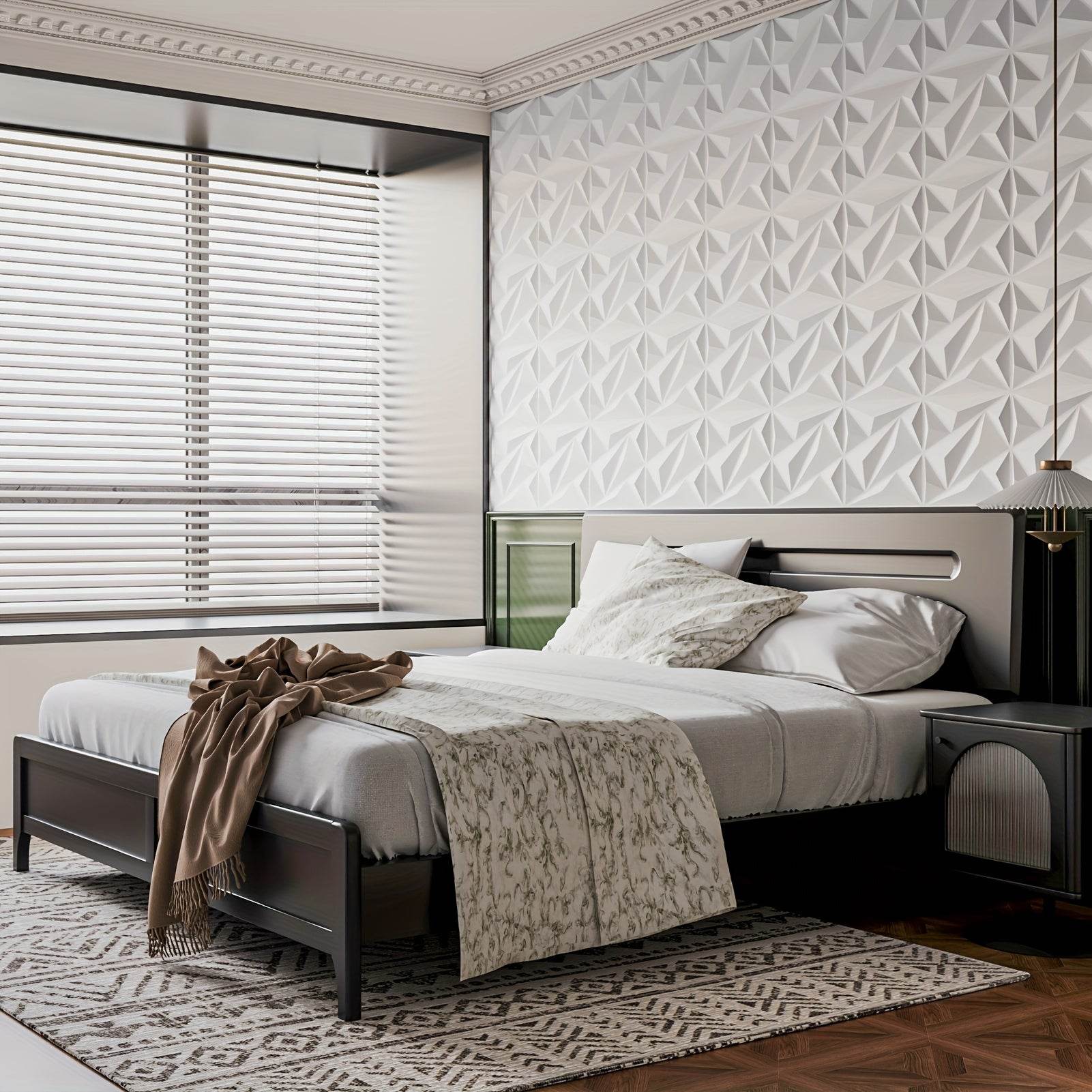 33pcs PVC Geometric Wall Panels - Slim, Easy-to-Install, Diamond Texture - TKINGS
