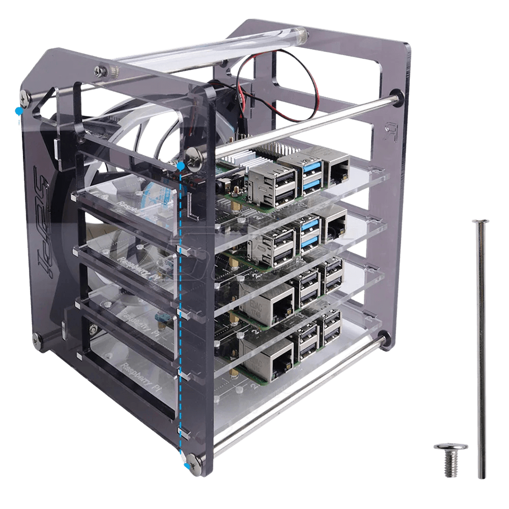 Pi Rack Tower Cluster Case Cooling Fan LED RGB - TKINGS