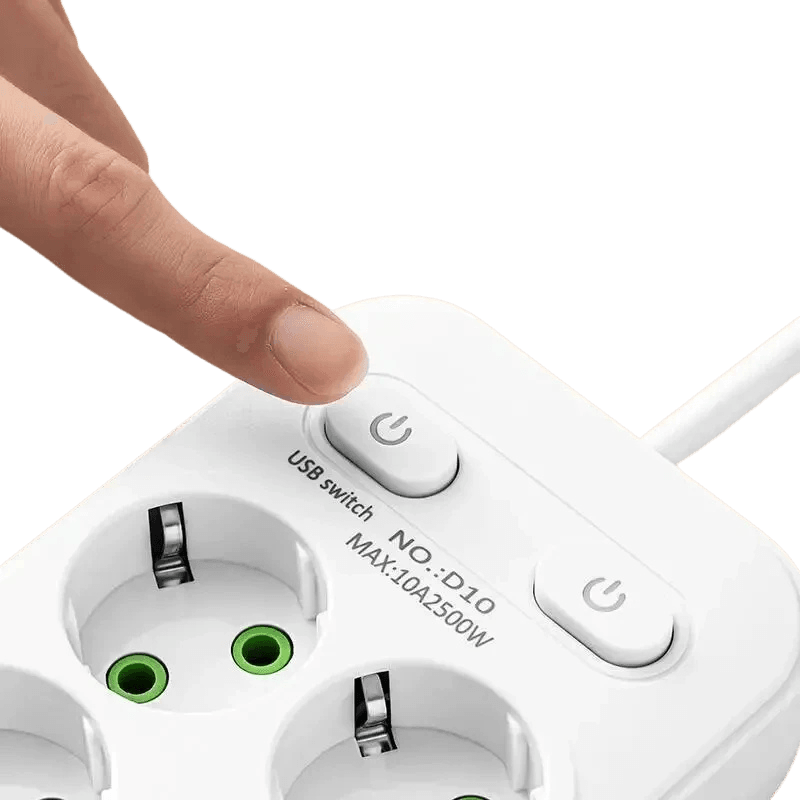 Electrical Socket EU Plug 6AC Outlet Multitap Power Strip Extension Cord Smart USB Home Office Surge Protector Network Filter - TKINGS
