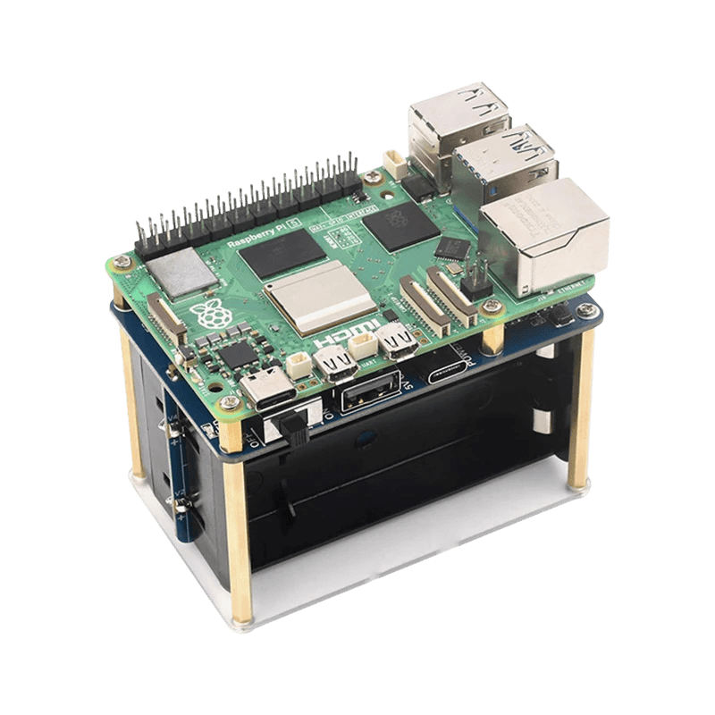 Raspberry Pi 5 UPS HAT (E) 4-Port 5V 6A Uninterruptible Power Supply - TKINGS