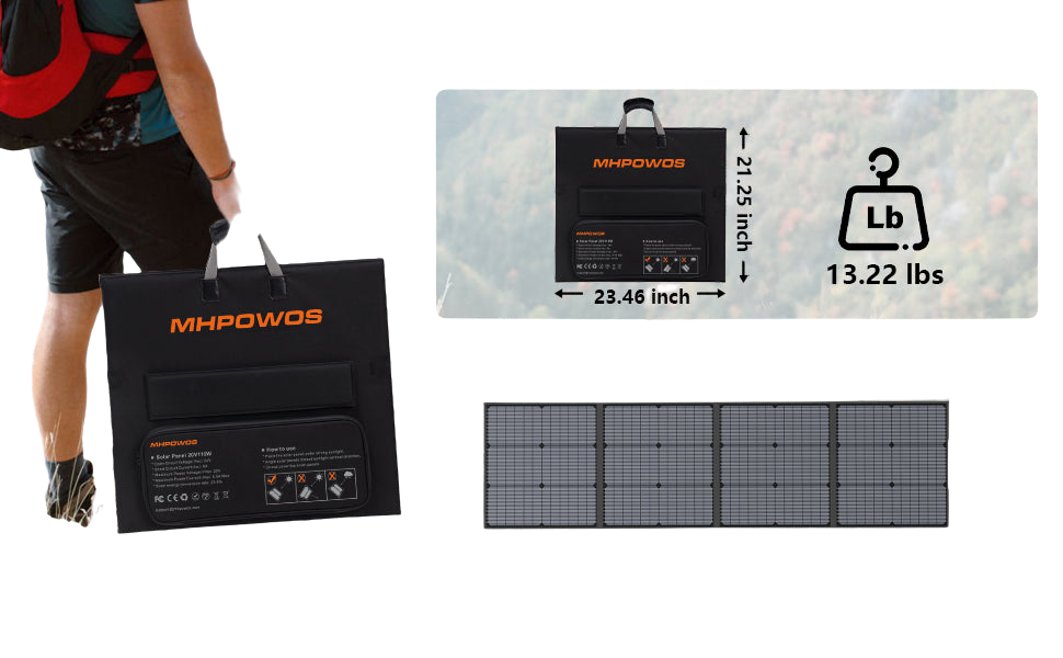 MHPOWOS Portable Solar Charger 40V 220W Foldable Panel Kit