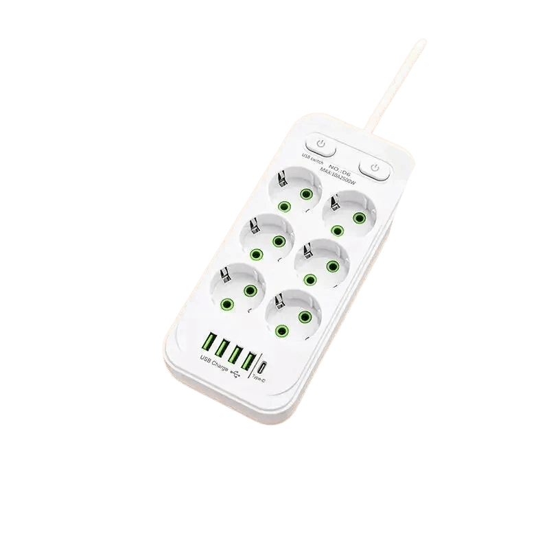 Electrical Socket EU Plug 6AC Outlet Multitap Power Strip Extension Cord Smart USB Home Office Surge Protector Network Filter - TKINGS
