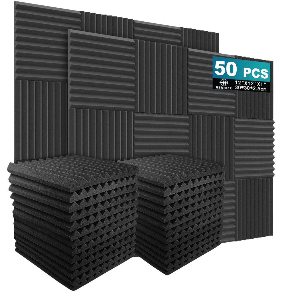 Pack of 50 Black Soundproof Panels Measuring 30*30*2.5Cm - TKINGS