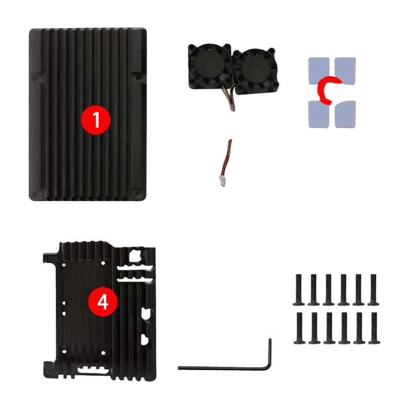 Raspberry Pi 5 Aluminum Metal Case with Dual Cooling Fans - TKINGS