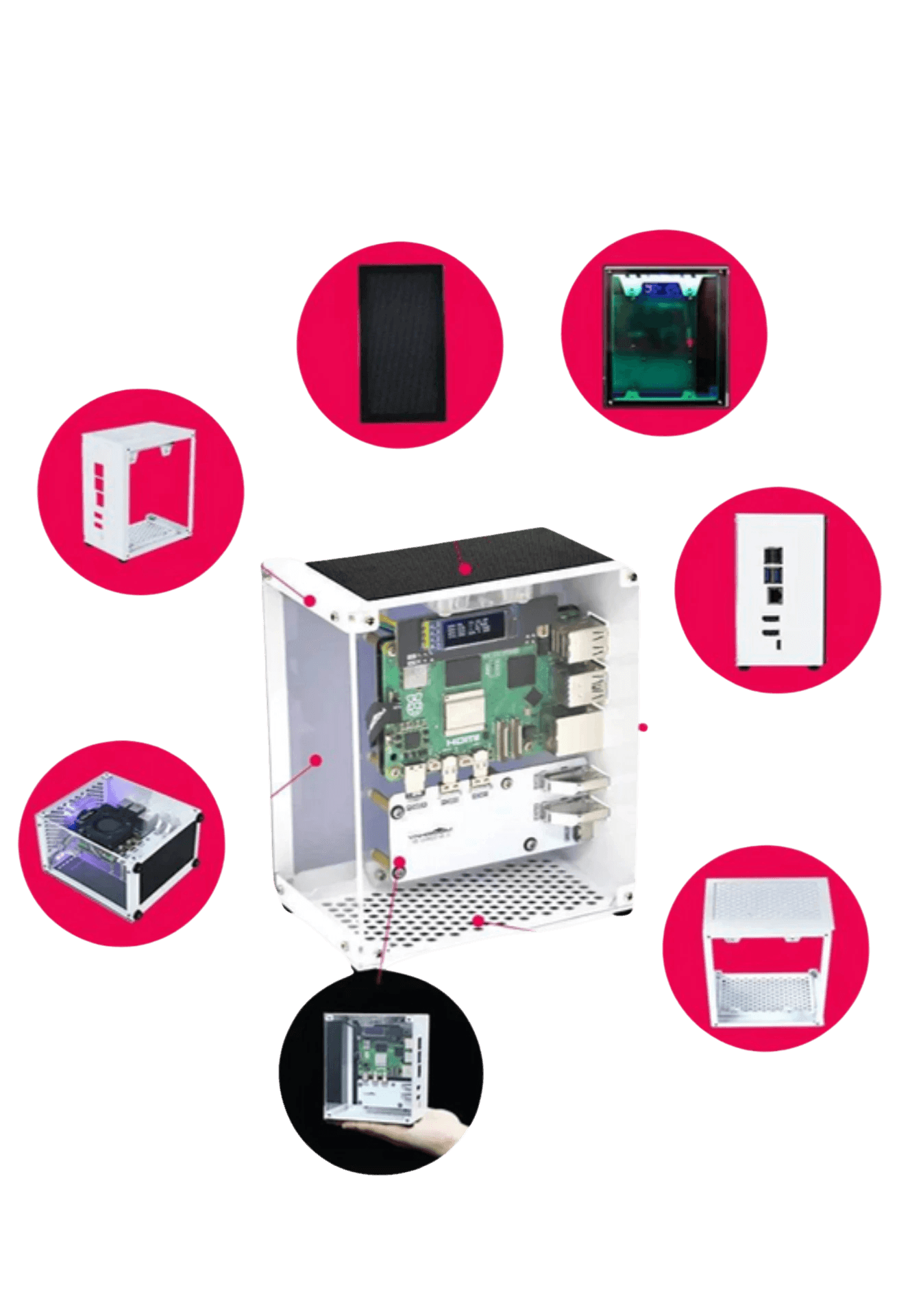 Protective Case for Raspberry Pi 5 Kit with Cooling Fan RGB - TKINGS