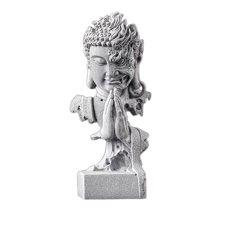Image from 1pc, Zen Buddha Statue, "One Thought Between Heaven and Hell", Classic Stone Craft, Multi-Functional Decor for Home, Living Room, Study, Tea Area, Perfect Gift for Indoor & Outdoor Use, Suitable for Halloween, Easter, Christm - Copy