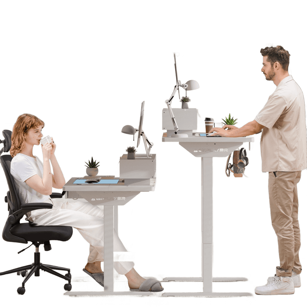 Adjustable Height Desk 120X60Cm Desk with Drawers And Monitor Stand - TKINGS