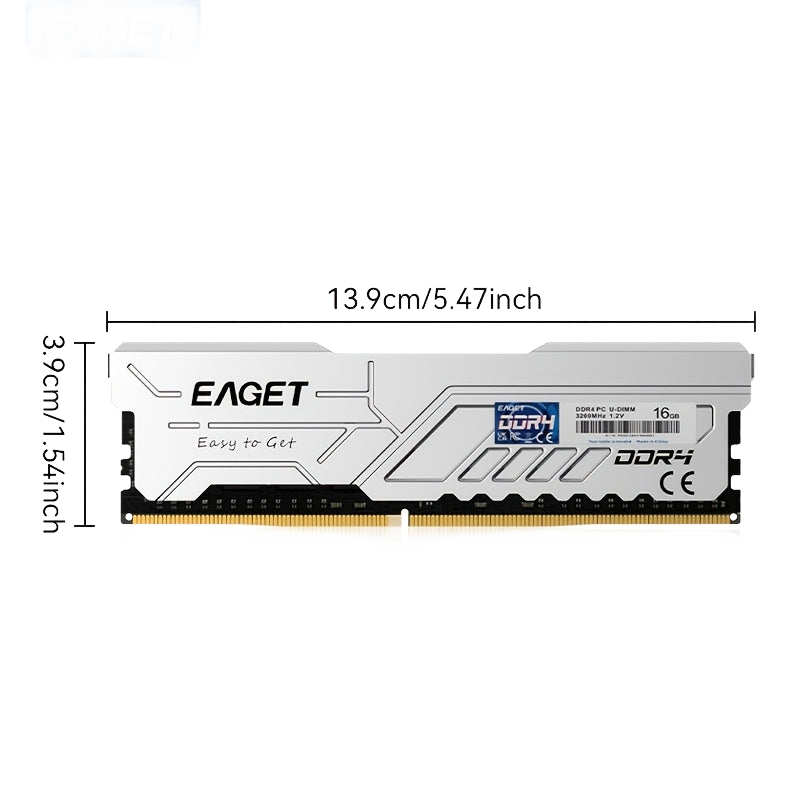 Image from EAGET 1pc/2pcs DDR4 Desktop RAM, 8GB/16GB High speed Desktop Memory with Heatsink for PC Gaming, 3200MHz DDR4 Desktop RAM, Desktop Gaming RAM Memory - Copy