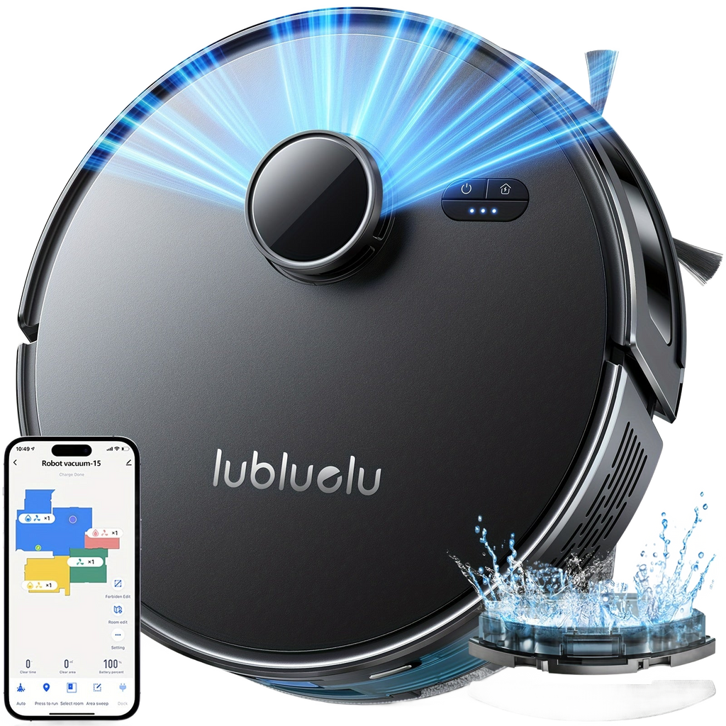 Image from Robot Vacuum And Mop Combo 6500Pa, Lubluelu L15 Robot Vacuum, Auto-Charging, 5 Maps, 30 No-go Zones, WiFi/App/Alexa, 3in 1 Robot Vacuum Cleaner for Pet Hair Carpet Hard Floor - Copy