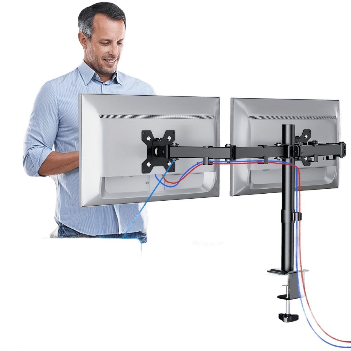 Monitor Stand, Capable of Holding 2 Monitors, Suitable for 33.02-81.28 cm - TKINGS