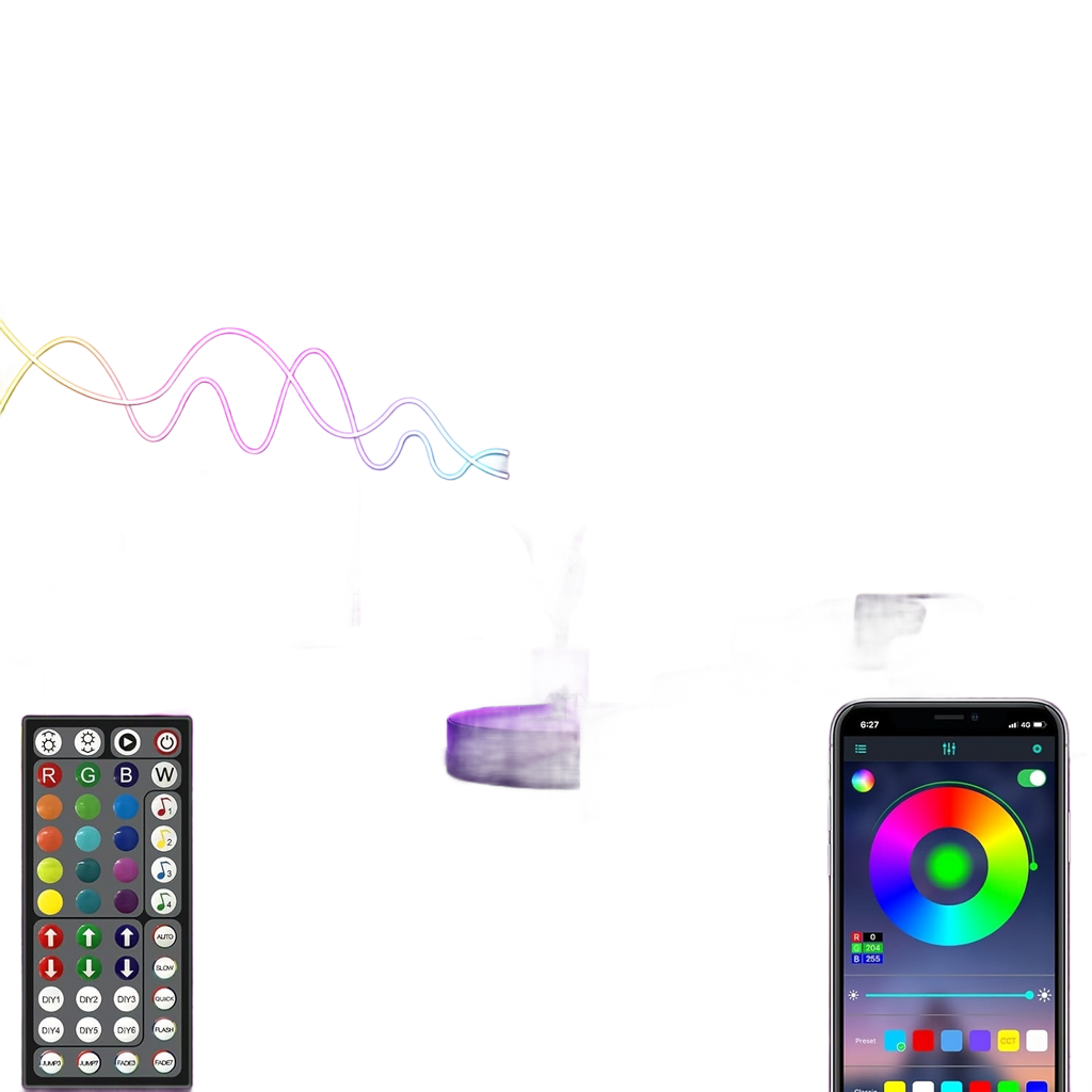 Image from Mexllex Upgraded Smart RGB Neon LED Strip With App/Remote Control, Multiple Modes, Timer Function, Music Sync Gaming LED Strip Lights For Bedroom, Room Decoration - Copy